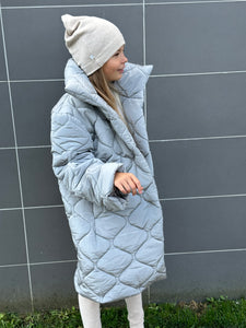 Coat dark gray color. For a girl and a boy