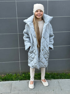 Coat dark gray color. For a girl and a boy