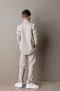 Classic suit for boy, beige color.