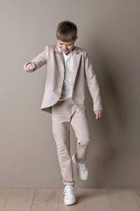 Classic suit for boy, beige color.